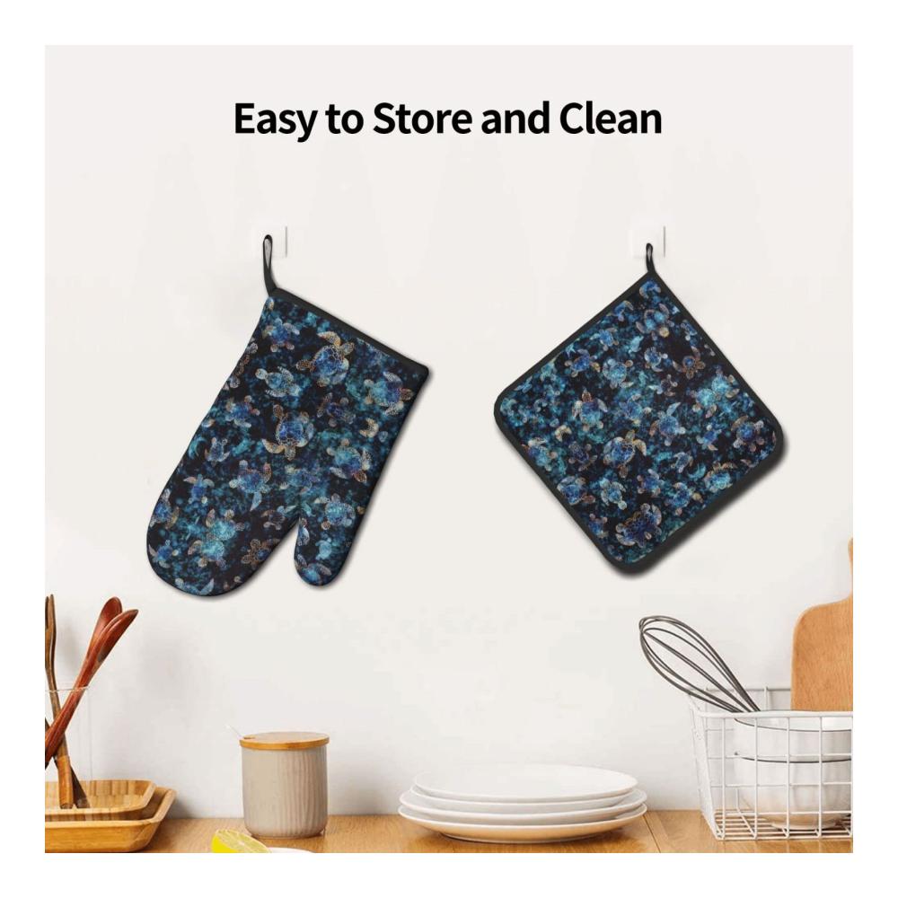 Ofenhandschuhe und Topflappen Meeresschildkröte hitzebeständig zum Grillen Kochen Mikrowelle leicht zu reinigen 2 Stück – Schützen Sie Ihre Hände mit Stil beim Kochen! Ideal für Grillabende und Küchenar