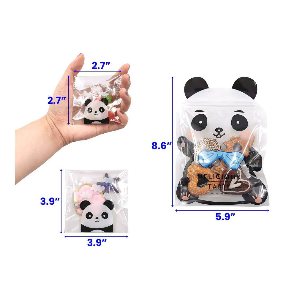 Spritzbeutel-Set | 300 Stk Panda-Selbstklebetüten für Kekse & Süßigkeiten | Inkl. 8 Panda-Frischhaltebeutel | 2 Größen | Perfekt für