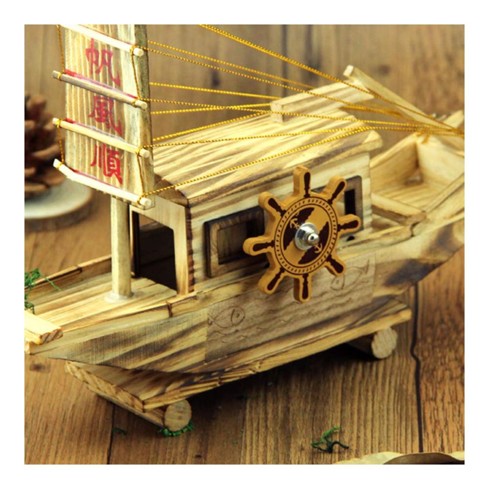 Entzückende Vintage-Spieluhr Dekorative Holz-Segelboot-Skulptur – Perfektes Geschenk für Heim und Büro! Sammeln Sie zeitlose Erinnerungsstück