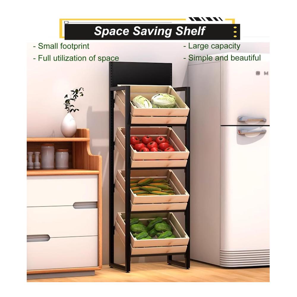 Kommerzielles 4-lagiges Obst- und Gemüseregal für die Küchenorganisation - Ideal für Speisekammer und Theke - Präsentationsregal für Supermärkte und Convenience-Stores - Platzsparender Supermarkt-Organizer und Halter