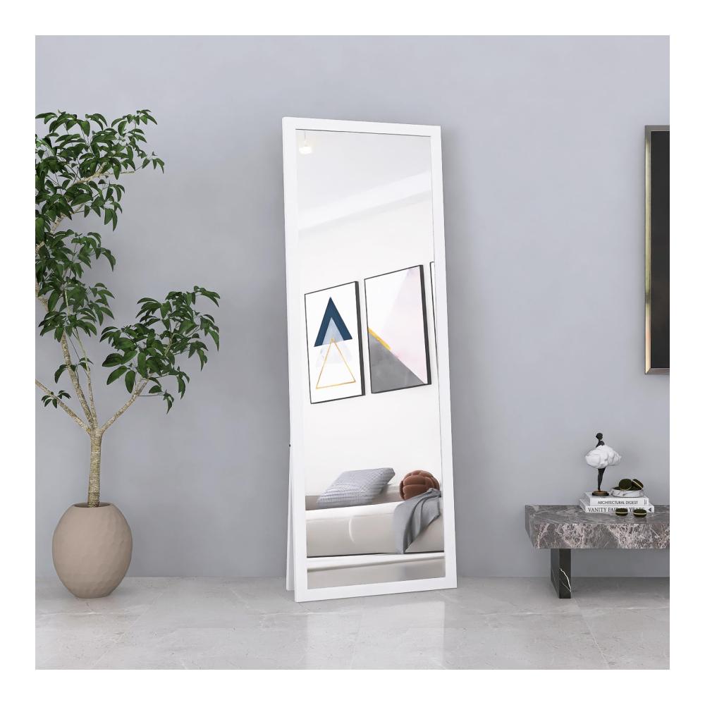 Modernes Design Großer Standspiegel mit Holzrahmen - Perfekt für Wohnzimmer oder Ankleidezimmer - Hochauflösendes Bild - Inklusive Haken - 140x50cm