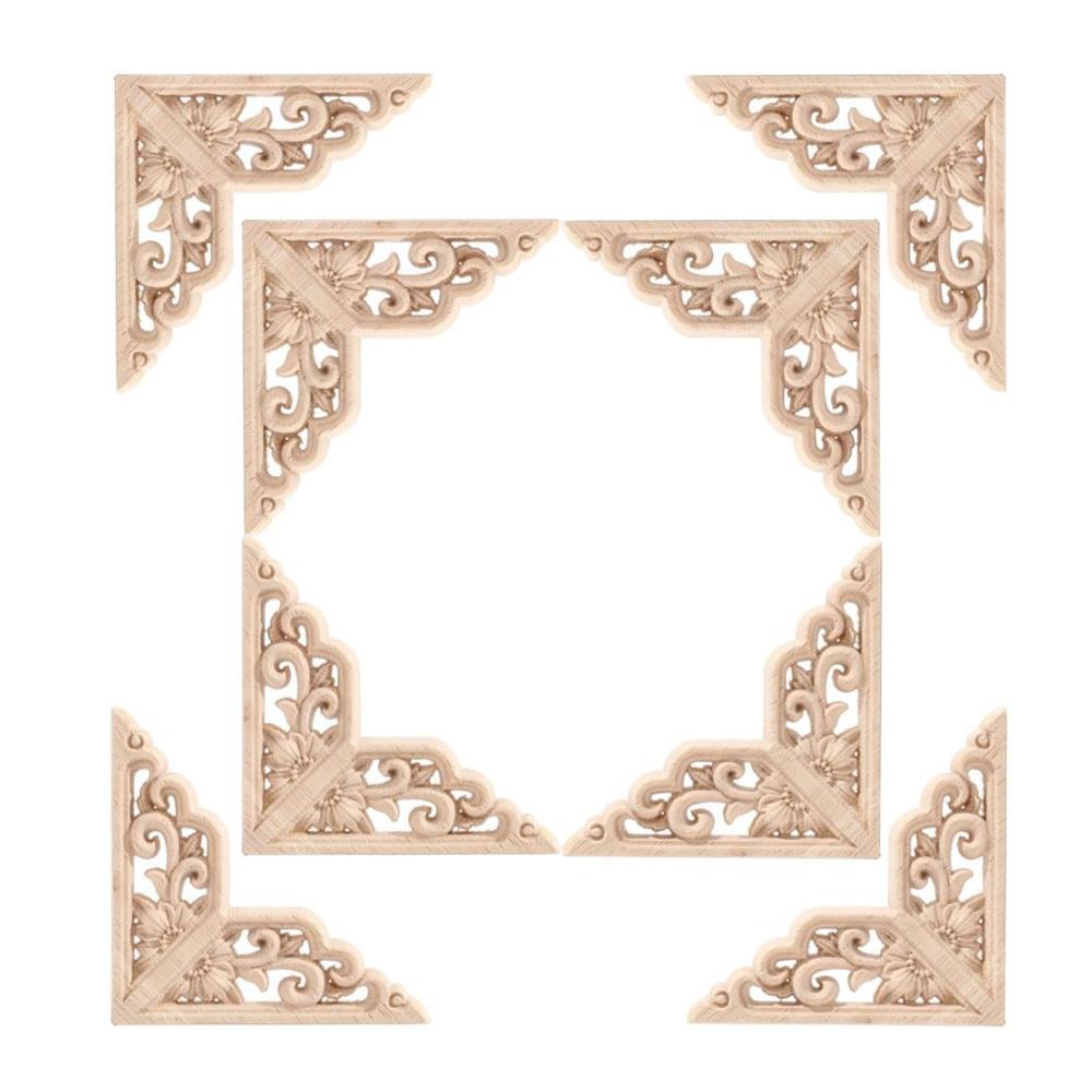 Holzverzierungen Elegante Eckonlays im europäischen Stil - 8 Stück. Holzwerken leicht gemacht! Möbelapplikationen für kunstvolle Akzente. Unlackierte Holzapplikationen für DIY-Projekte