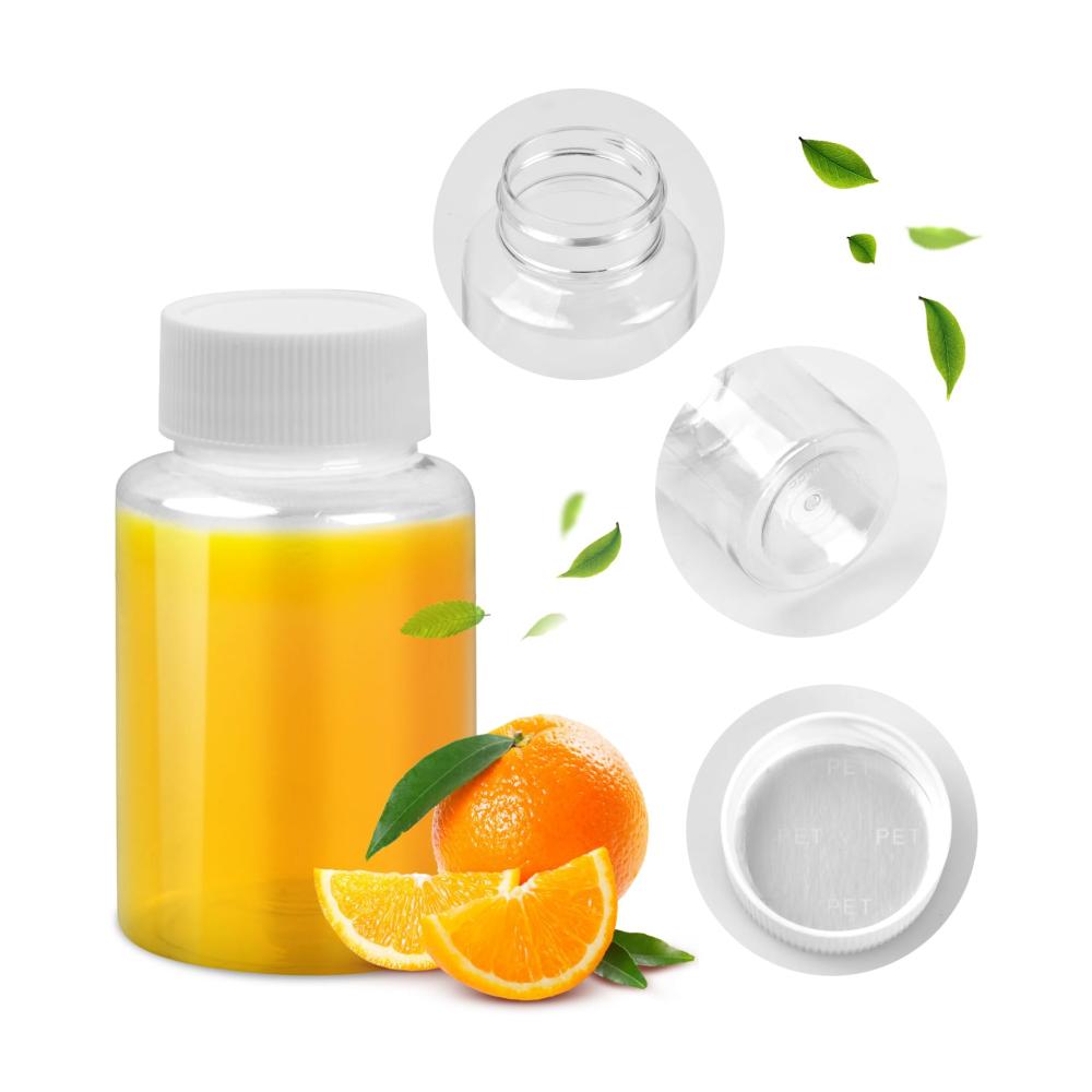 10er Pack Mini Leerflaschen 100ml Kunststoffflaschen mit Deckel & Trichter – Wiederverwendbare Saftflaschen inkl. Aufkleber Set für Lagerung & Reisen – Transparente Plastikflas