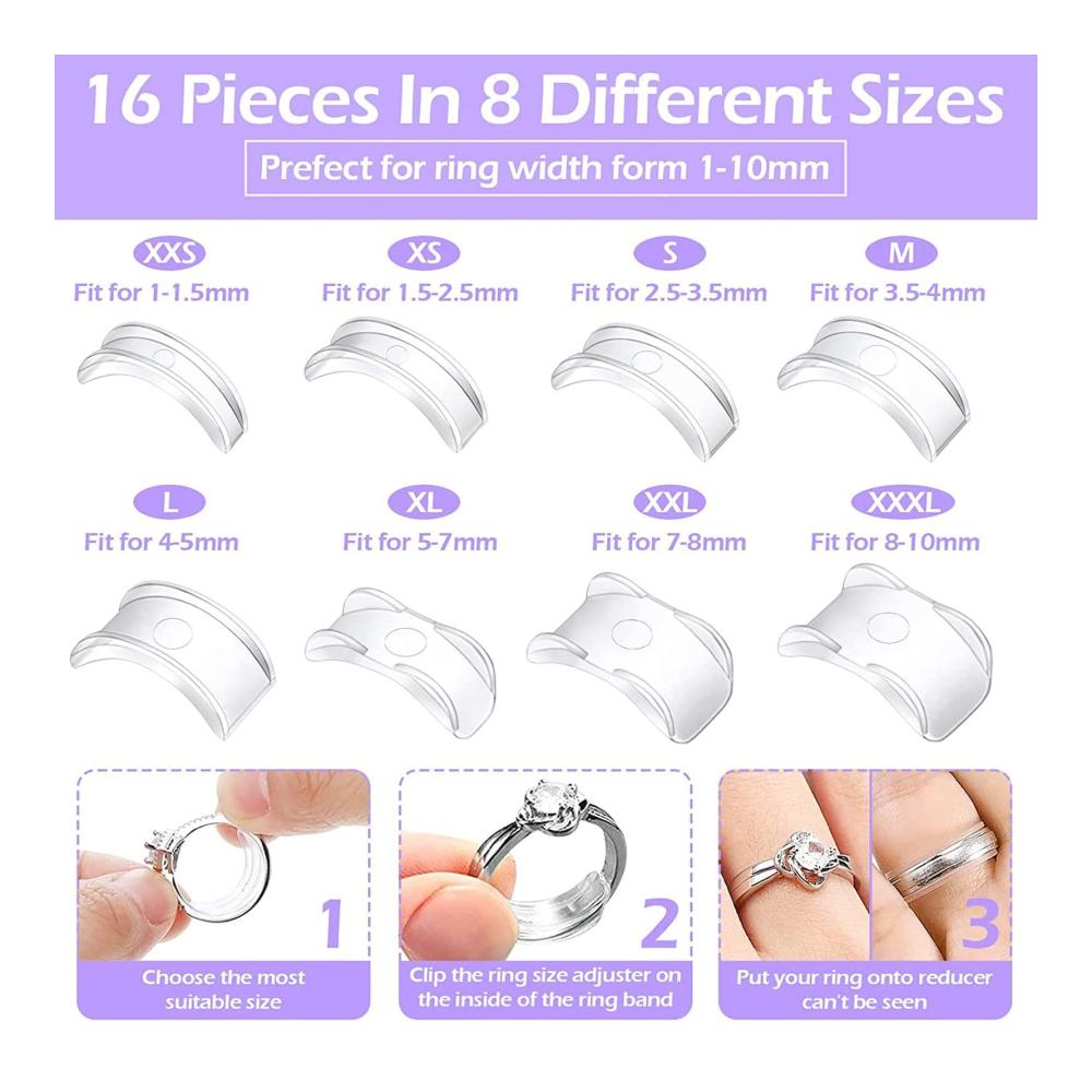 Erstklassiges Schmuckherstellungs-Set Flexibles Ringgrößen-Einstellset aus klarem Metall und Silikon – Wasserdicht praktisch und regulierbar. Kleine Ringabstandshalter mit Messwerkzeug für perfekte Kreationen. Exklusiv und hochwertig