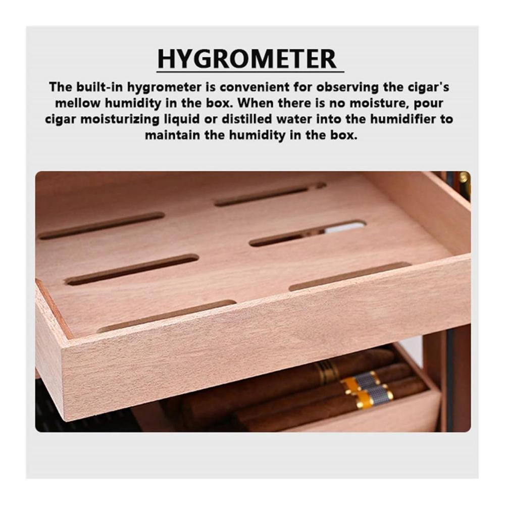 Premium Zigarren-Humidor aus Zedernholz | Digitales Hygrometer & Feuchtigkeitsgerät inklusive | Platz für 100 Zigarren | Ideales Barzubehör-Geschenkset für Zigarrenliebhaber
