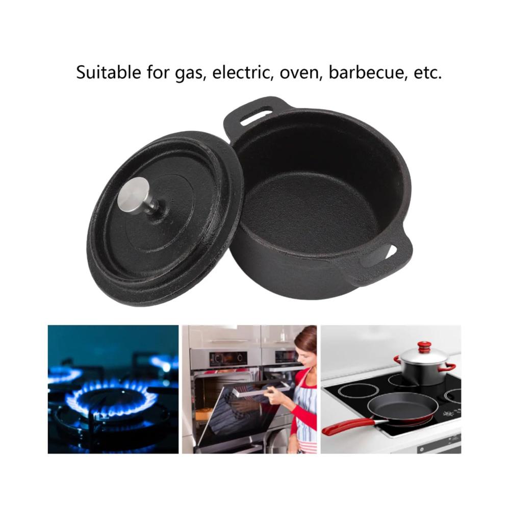 Gusseisen-Kasserollen-Set Hochwertiger Doppelgriff-Auflauftopf mit Deckel für Grillen Backen und Kochen - Schwarzer kleiner Auflauf ideal für kulinarische Meisterwerke