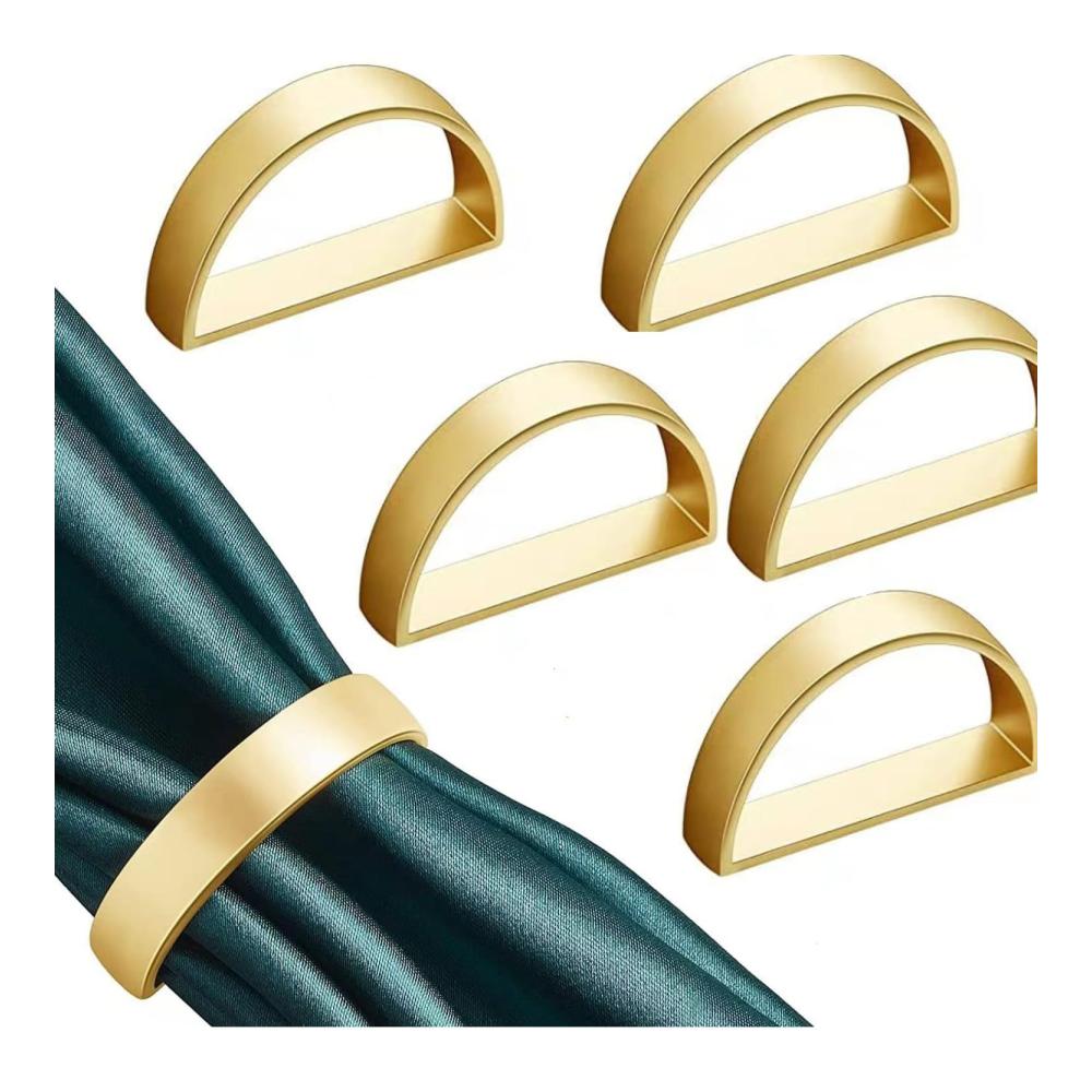 Elegante Metall Serviettenringe 5er Set - Perfekt für Hochzeiten Weihnachten Ostern Valentinstag & Geburtstagsfeiern Goldene Halbrunde Serviettenschnallen für Exquisite