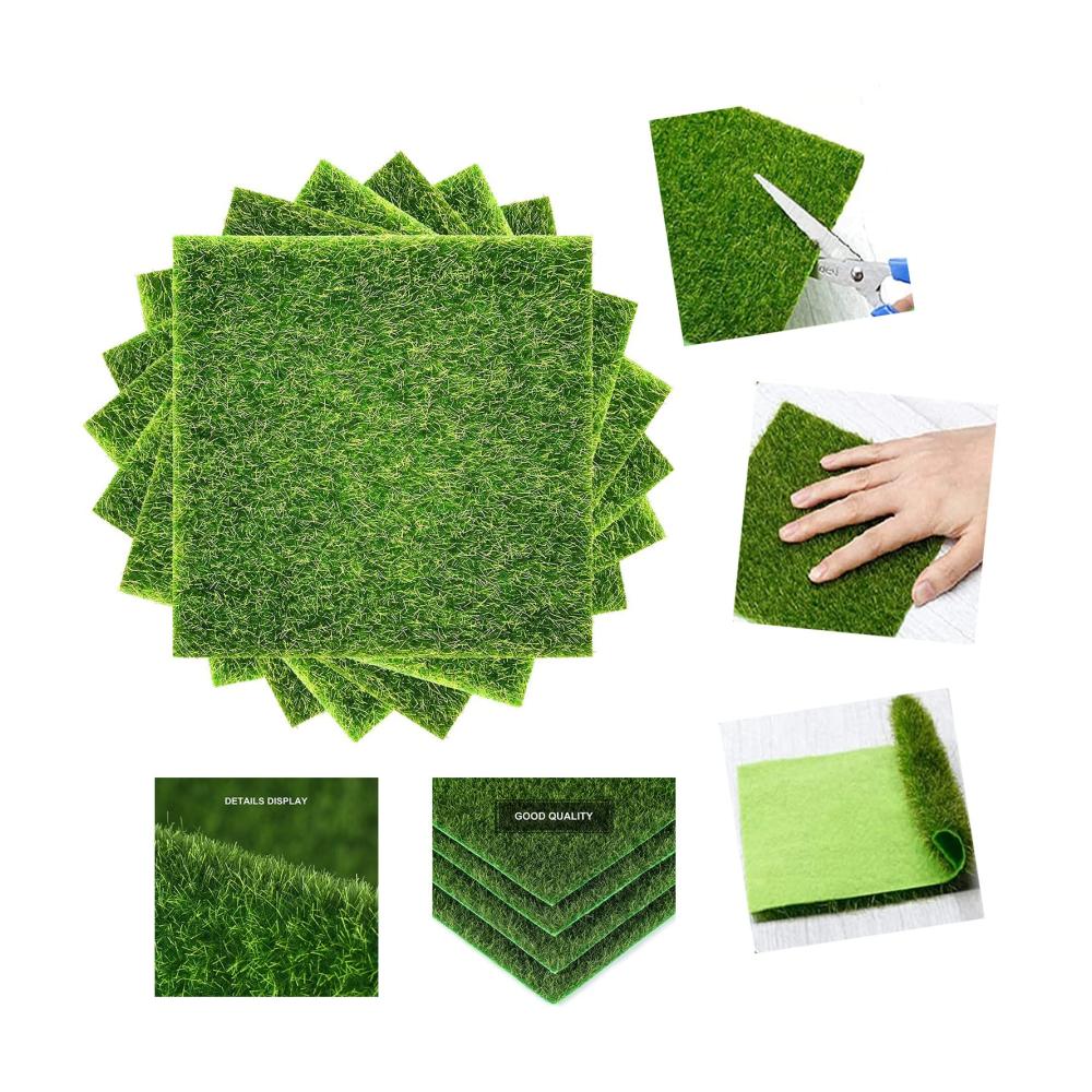 6er Set Kunstpflanzenmatte für DIY Deko - Künstliche Rasenmatten für Garten Terrasse Balkon & mehr - Natürliche Optik pflegeleicht & vielseitig - Perfekte Dekoration für Innen- und Außen