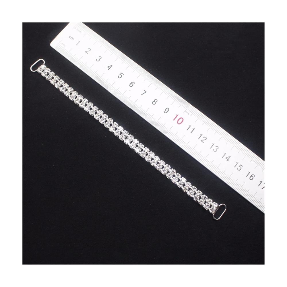 Exklusive Nähzubehör-Kollektion Elegante Gürtelschnallen-Set mit 10 klaren Strasssteinen 160mm für glamouröse DIY-Bikini-Dekoration. Hochwertiges Metallketten-Design für Schwimmbekleidung