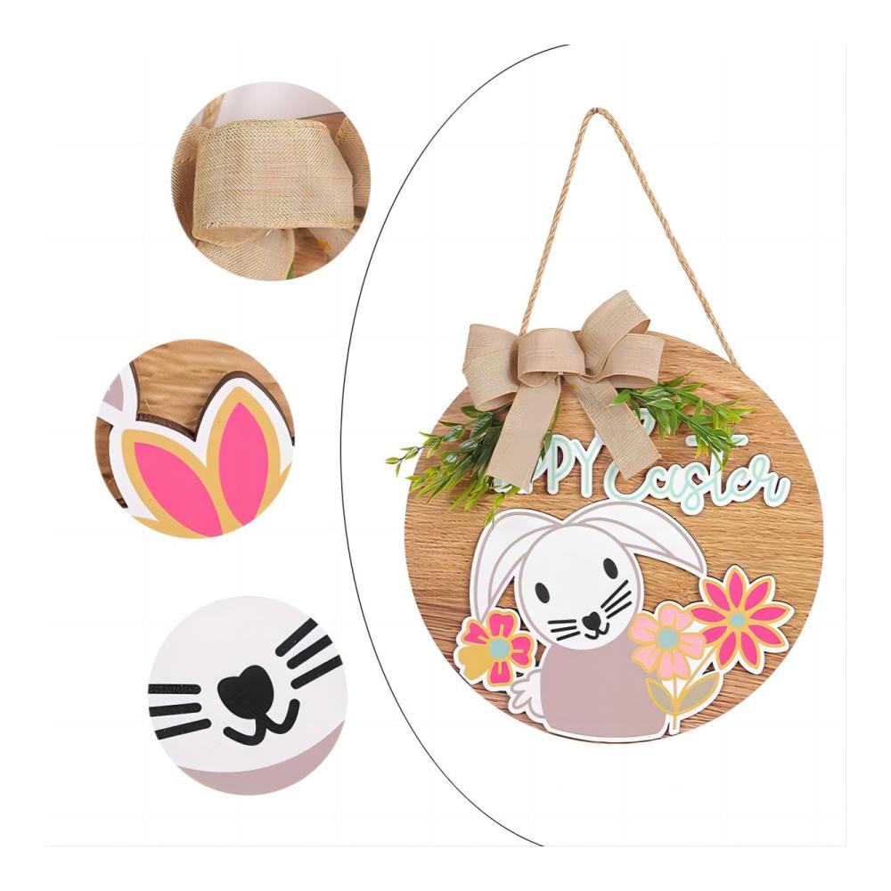 Begrüßen Sie das Frühjahr mit Stil! Osterhasen-Hausschild & Frohe Ostern Holzschild - Einladende Wanddekoration und Türschild für die festliche Osterzeit | Rustikale Osterdekoration mit bunten Eiern - Holzschilder Ostern für Ihre Haustür
