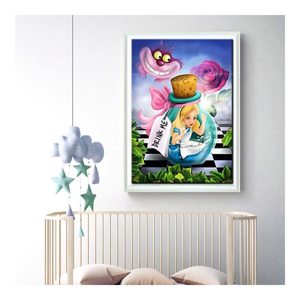 5D Diamant Malerei Set für Erwachsene & Kinder – Alice im Wunderland – DIY Malen nach Zahlen Kits – 30x40cm – Vollbohrer Diamant Kunst Sets – Bastelsets für Hobbykünst