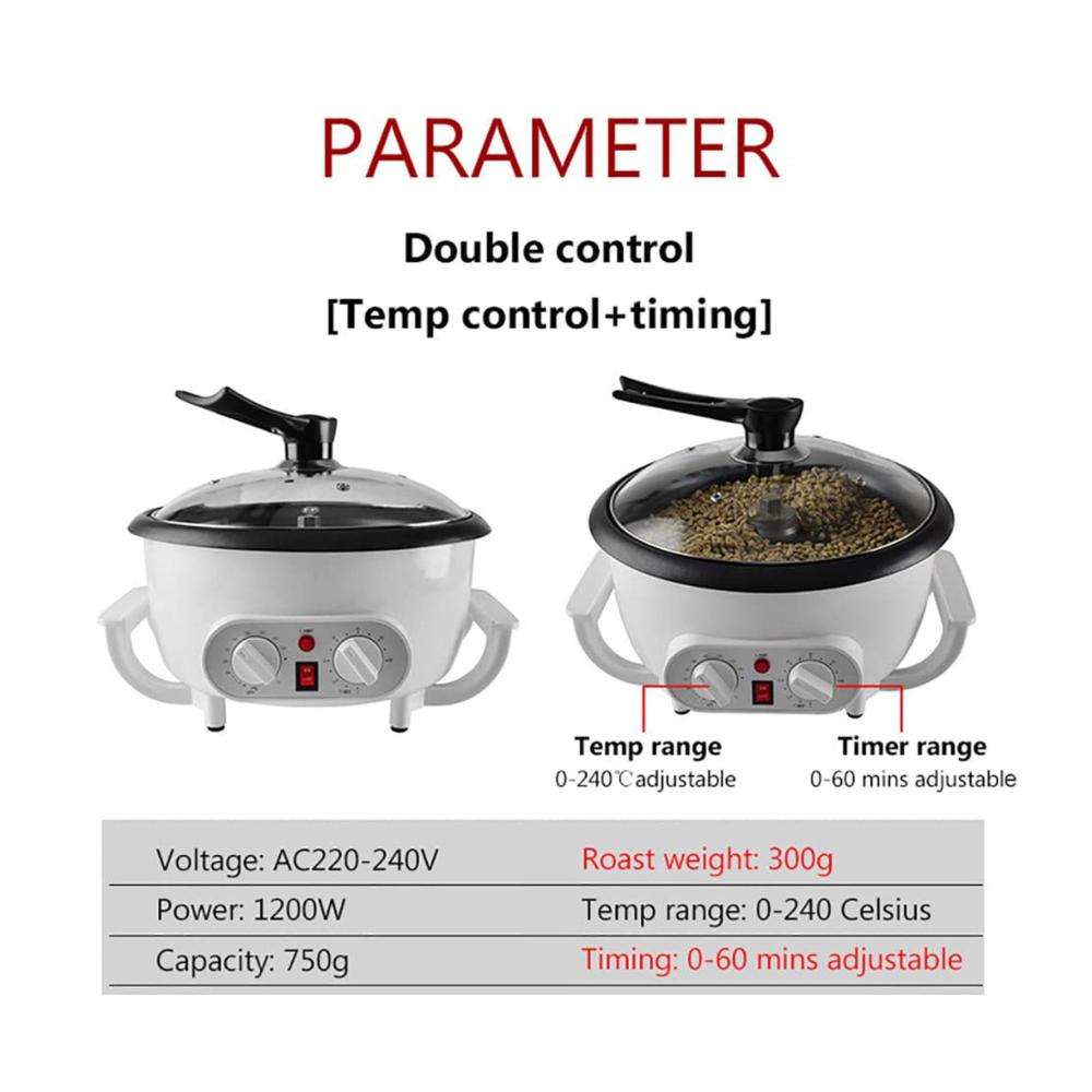 Entdecken Sie den Geschmack der Frische mit dem Samnuerly 800-W-Kaffeeröster – Perfekte Kaffeebohnenröstung für Zuhause! Elektrischer Röster mit einstellbarer Temperatur von 0–240 °C und praktischem 0–60-Minuten-Timer. Genießen Sie aromatischen Kaffee auf Knopfdruck
