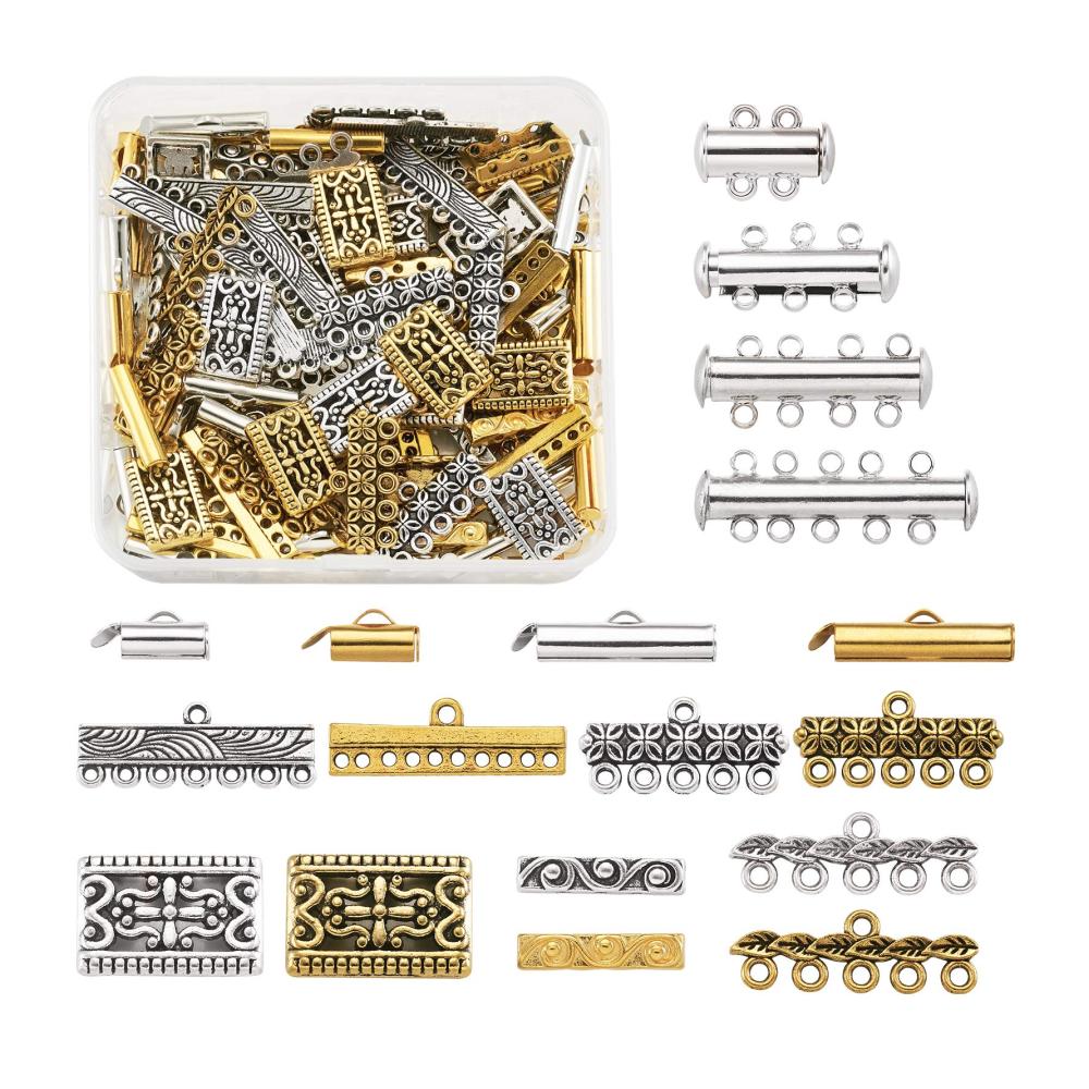 Magnetverschluss-Set Innovatives Design für Halsketten & Armbänder - Inklusive Schiebeverschluss Endrohr-Verschlüssen & Abstandshaltern - Perfekt für Schmuckherstellung
