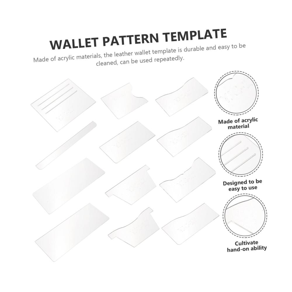 Entfalte deine Kreativität Taschenherstellung mit 1 Satz Acryl-Vorlagen für Geldbörse! Präzise Werkzeuge für perfekte Lederhandwerkskunst. Mustervielfalt für stilvolle Lederbrieftaschen. Erstelle einzigartige Designs ohne Grenzen
