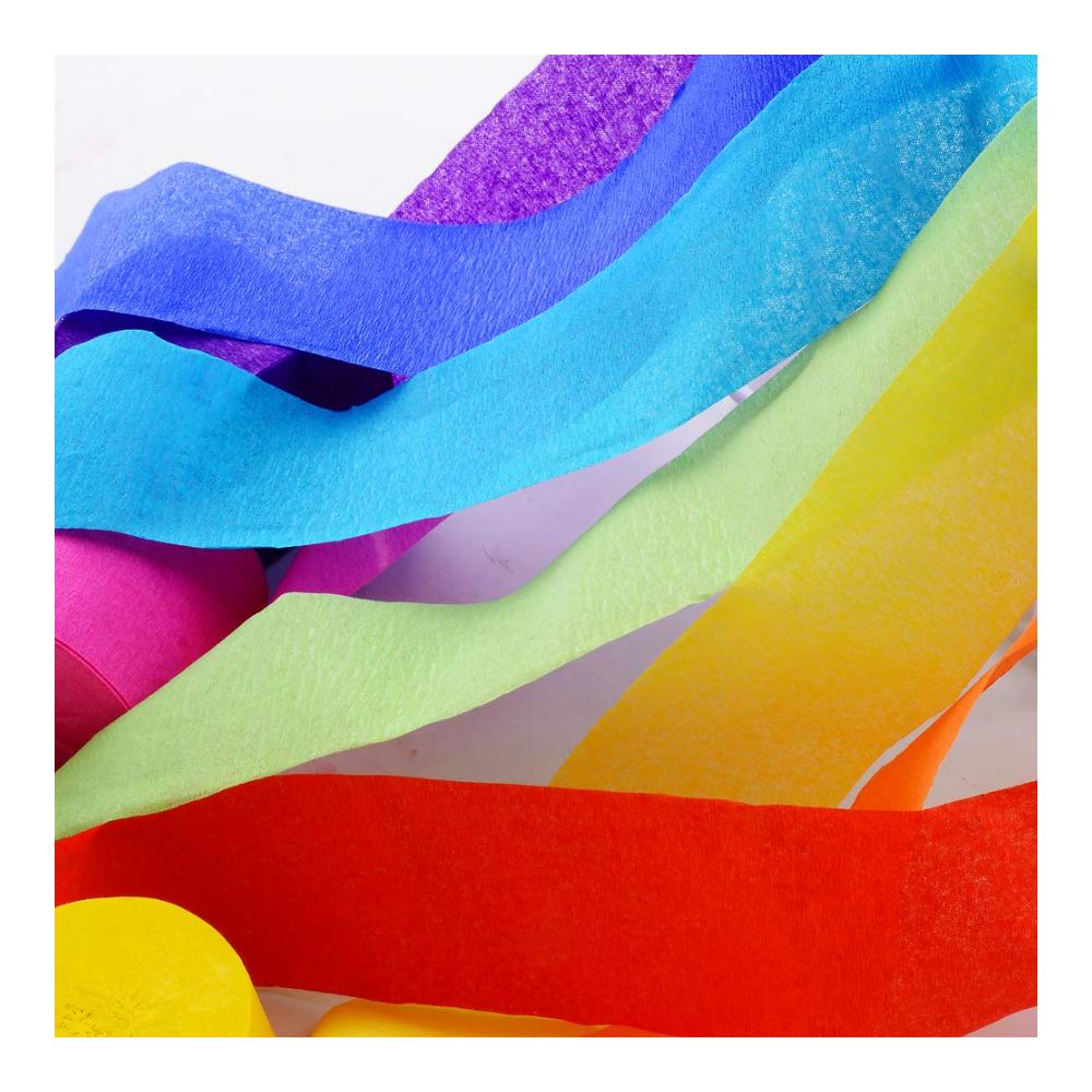 MEJOSER Premium 25m x 4.5 cm Regenbogen Kreppbänder Rolle - Hochwertiges DIY Krepppapier in 9 Farben für Partydekorationen Hochzeiten Taufen Geburtstage und Weihnachten - Kreatives Seidenpapier für unvergessliche Dek