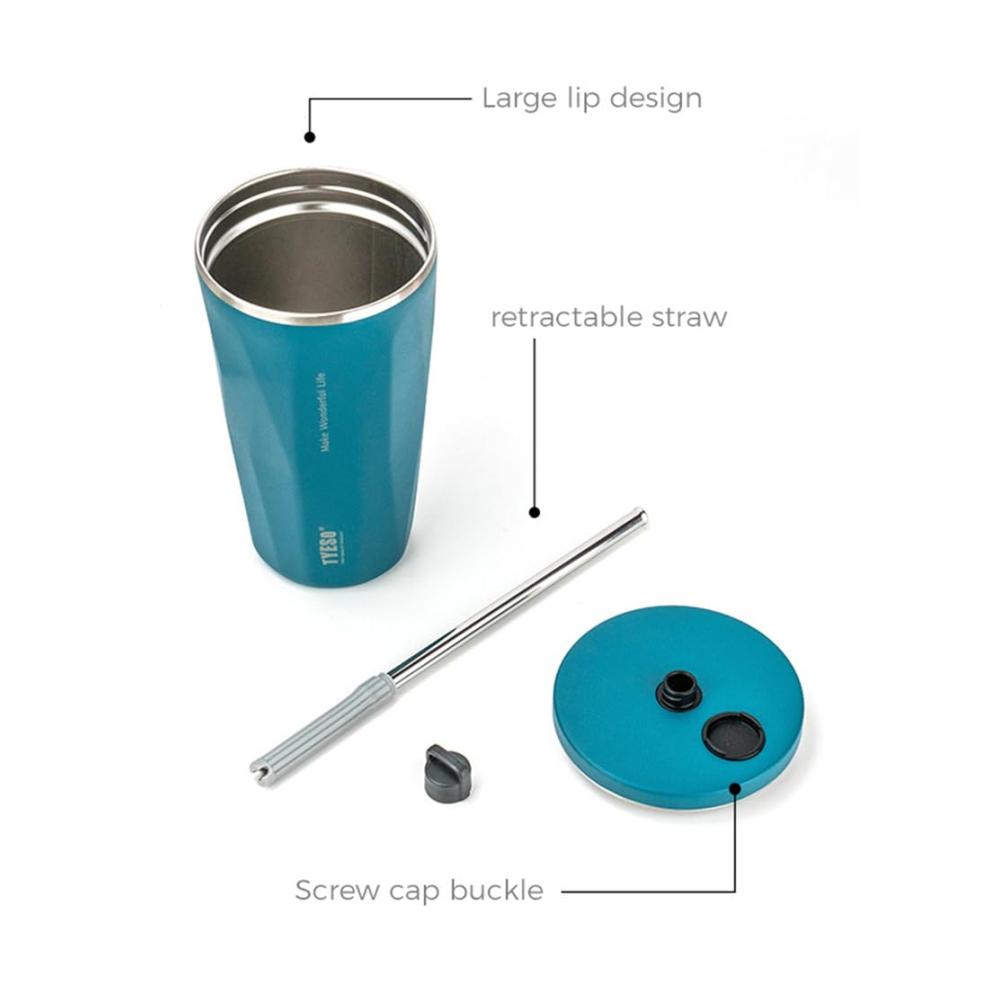 600ml Edelstahl Kaffeebecher mit Strohhalm - Thermoisoliertes Trinkgeschirr für Unterwegs - Auslaufsicherer Auto-Tumbler für Heiß- und Kaltgetränke - Ideal für Reisen und Pendeln - Kaffeetassen & Becher