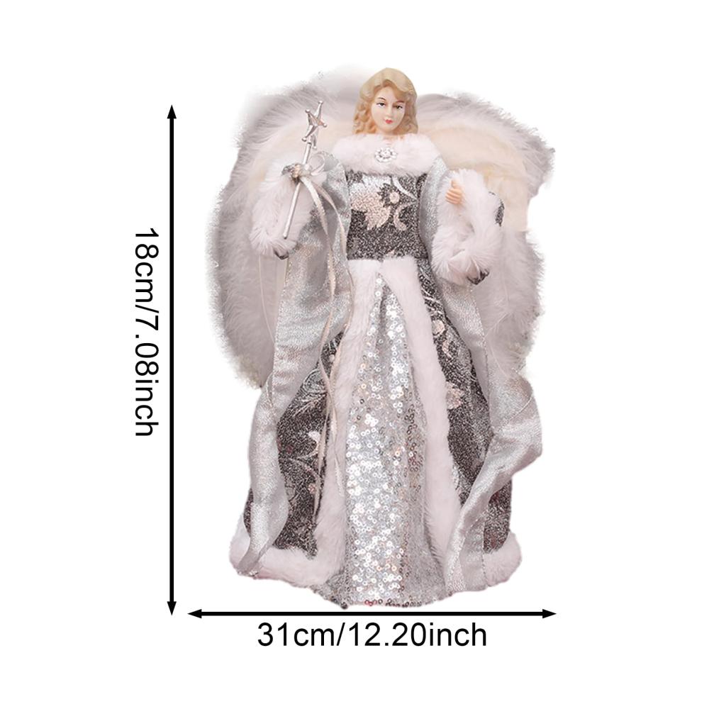 Verzaubern Sie Ihren Weihnachtsbaum mit einem himmlischen Glanz - Spitzen-Engel Baumspitze mit Federflügeln | 708-Zoll-Engel-Figur - Perfektes Festtagsornament