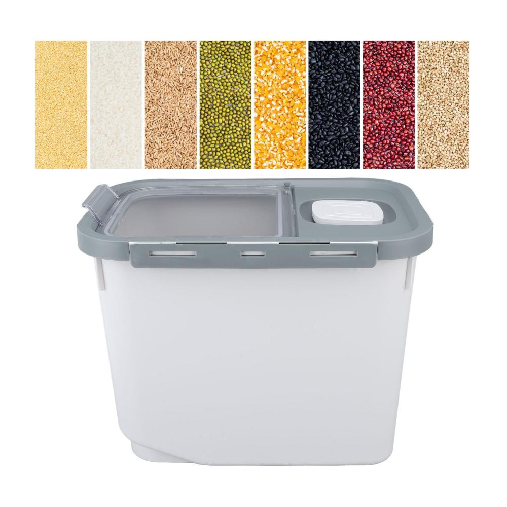 Organisiere und Schütze deine Vorräte mit unseren Müslidosen! 10 kg Kapazität transparenter Behälter mit Klappdeckel für einfache Nutzung. Perfekt für Tiernahrung Bohnen Körner und Mehl. Halte deine Küche ordentlich und deine Zutaten frisch
