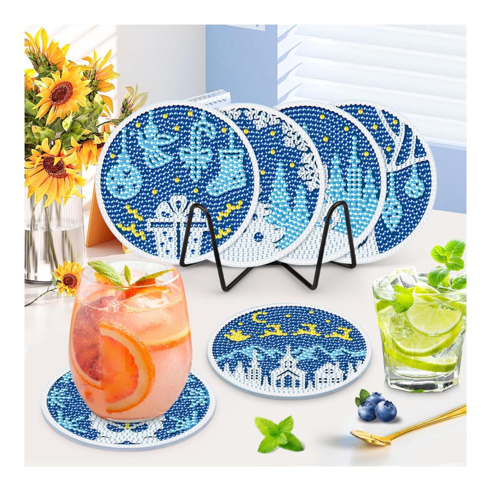 Entdecken Sie den Glanz! NAIMOER 8-teiliges Set Weihnachts-Diamond Painting Untersetzer mit Halter - DIY Winterzauber für Ihre Getränke. Kreative Kaffee- und Getränkeuntersetzer im 5D Diamant-Design für Erwachsene und Kinder. Verleihen Sie Ihren Pausen funkelnden Stil