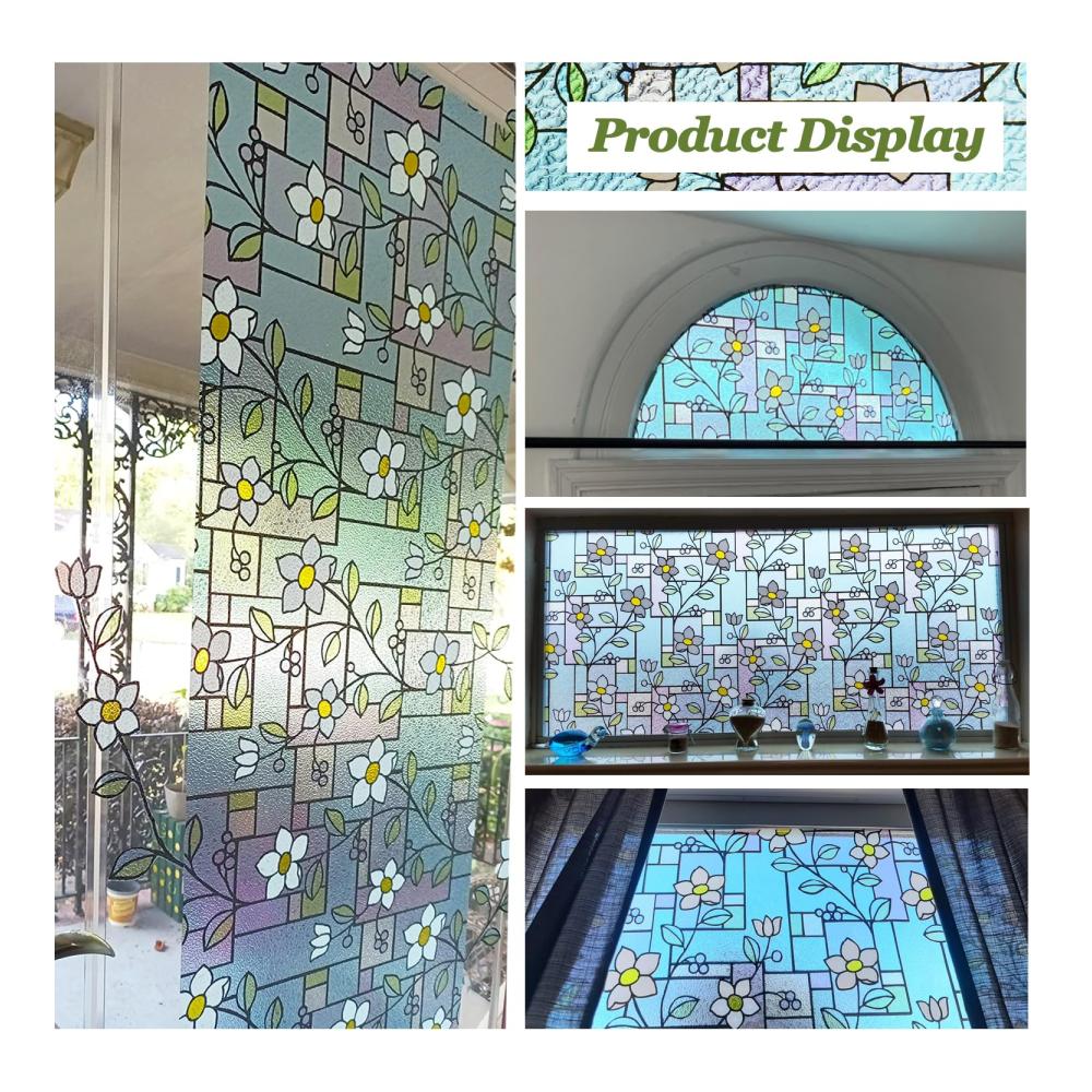 Fensterfolie Blickdicht Sichtschutz 3D Lilienmuster 44.5x200cm - Hochwertige Dekorfolie für Privatsphäre und Stil - Einfache Anwendung und Langlebigkeit
