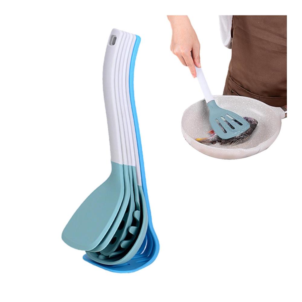 Lvtfco Pfannenwender Set 6-teilig | Silikonspatel Küchenset für Suppen Braten & Kochen von Nudeln | Hitzebeständige Kochutensilien zum einfachen Wenden & Servieren | Ergonomischer Griff