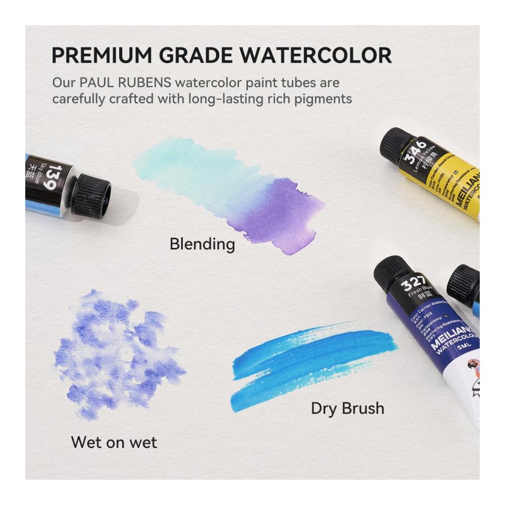 Entdecke die Welt der Farben & Lacke Paul Rubens MeiLiang Aquarellfarben Set - 36 lebendige Wasserfarben mit praktischer Metallbox und hochwertigem Aquarellpinsel! Perfekt für Künstler aller Niveaus