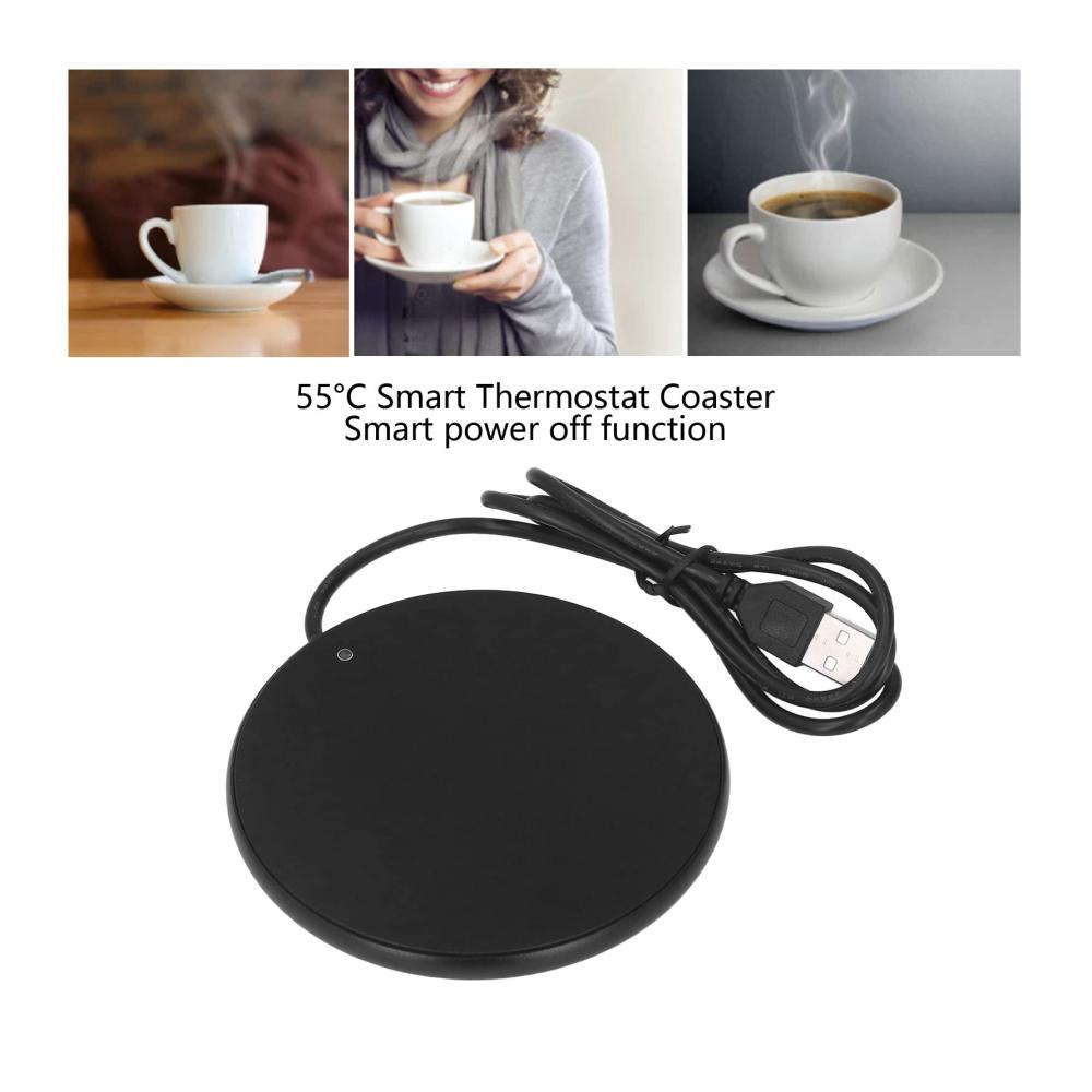 Set aus 2 Smart Cappuccino-Tassenwärmern | USB-Kabel | 55 °C | Kaffeegenuss zu Hause im Büro & unterwegs | Platzsparend & effizient | Schwarz