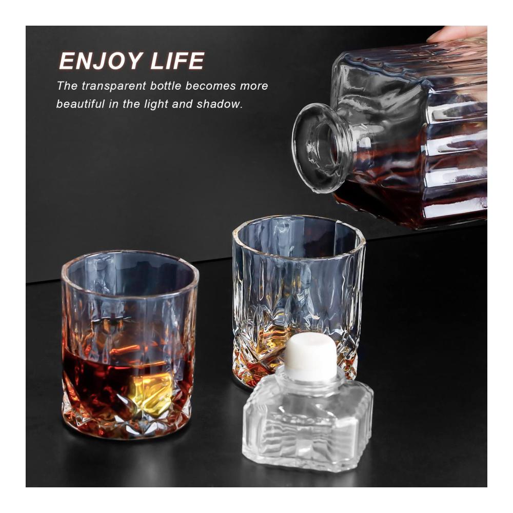 Whisky-Genuss pur Exklusives Set mit 2 Kristall-Whiskeygläsern (220 ml) und einem 750 ml Glas-Whiskydekanter mit Silikonstopfen – Ideal für vielfältige Whiskys und erlesene Weine. Entdecken Sie den perfekten Geschmack