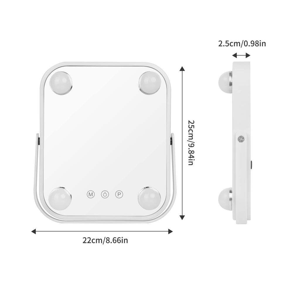 LED Tischspiegel mit Bluetooth Touch-Steuerung & 360° Drehung - Schminkspiegel mit 4 verstellbaren LED-Leuchten und 3 Farblichtoptionen - Kompakter 22 x 25 cm Kosmetikspiegel für perfektes Make-up