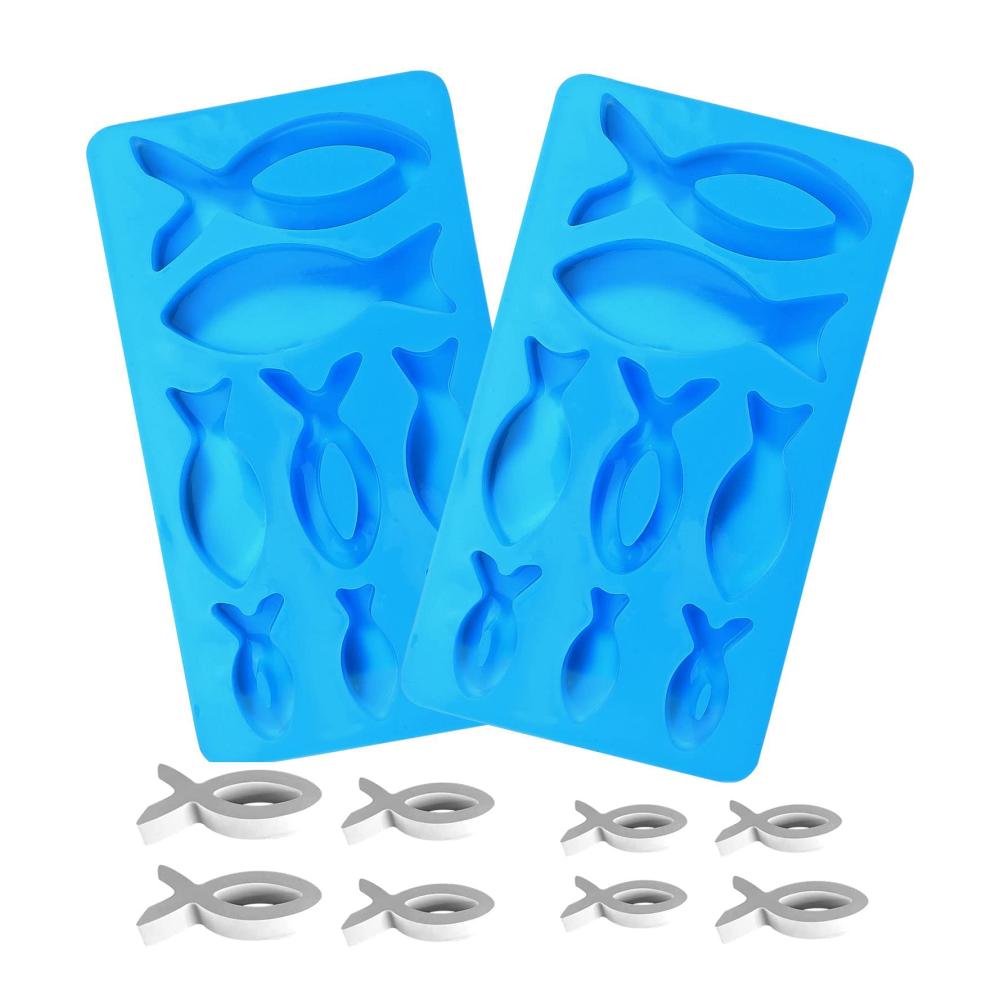 Backen Sie mit Stil Silikon Motivbackformen für Fische - 2 Stück | 8 Gitter | Perfekt für Kuchen Eis Seife & mehr | Hochwertige Silikonformen für Backen und Basteln