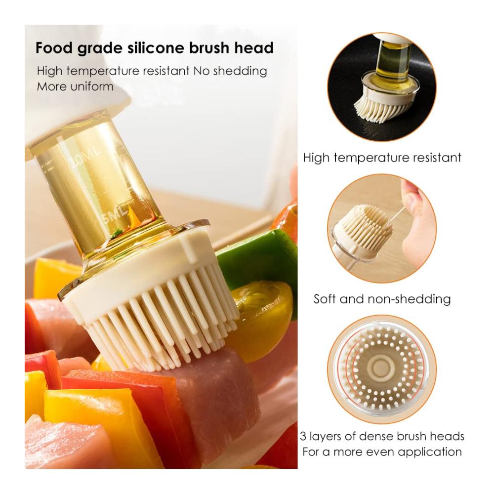 Ausgießer für Flaschen 2-in-1 180ml Ölspender & Essigflasche mit Silikon-Pinsel – Ideales Barzubehör für Kochen Grillen Salate & Backen in der Küche