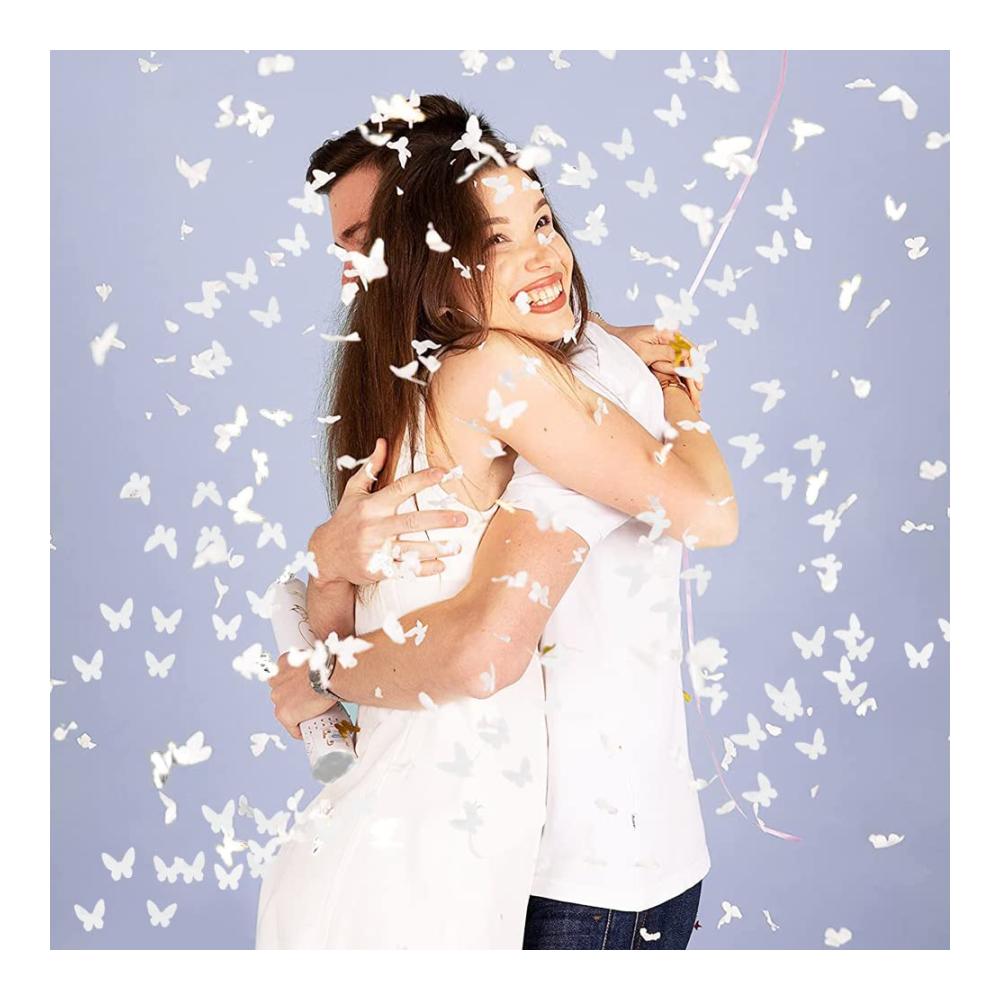 Freude sprühen lassen! Taozoey Weiße Schmetterlings Konfettikanone - Perfekt für Hochzeit Party & Geburtstag! Feiern Sie mit Stil und Eleganz