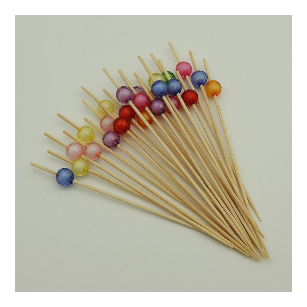 100 Stück Bambus Cocktailspieße 12cm Herz-Dekoration | Holz-Zahnstocher für Snacks Getränke Desserts & Gebäck | Einweg Obststäbchen für stilvolle Party Lebensmitteldekoration und Sandwiches