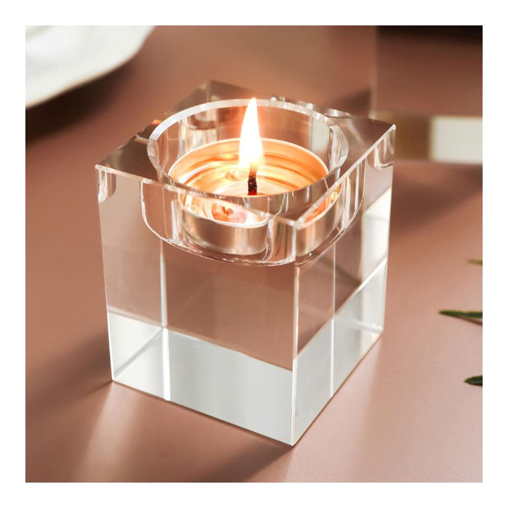 Glas Teelichthalter Set - Elegante Kerzenständer für Hochzeit Geburtstag & Weihnachten - Klarglas Dekoration - 4er Pack Kerzenhalter - Stilvolles Ambiente für jeden Anlass