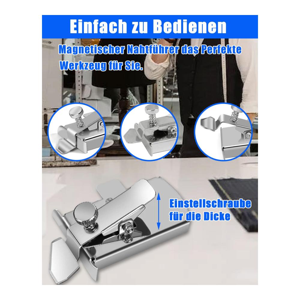 Premium Magnetische Nahtführung für Nähmaschine – 2er Set Magnetischer Nahtführer für Präzisionsnähen | Universelle Nähmaschinenaufsätze für Perfekte Nähte | Multifunktionales Zubehör für Profis & An