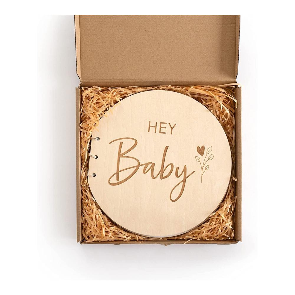Entzückendes Holz Gästebuch für besondere Anlässe - Baby Shower Taufe Geburtstag! Kreatives RunFar Shop Design 22cm Alternative zum Ausfüllen. Perfektes Geschenk zur Geburtstag mit 40 Seiten für liebevolle Erinnerungen. Einzigartiges Gästebuch für unvergessliche Momente
