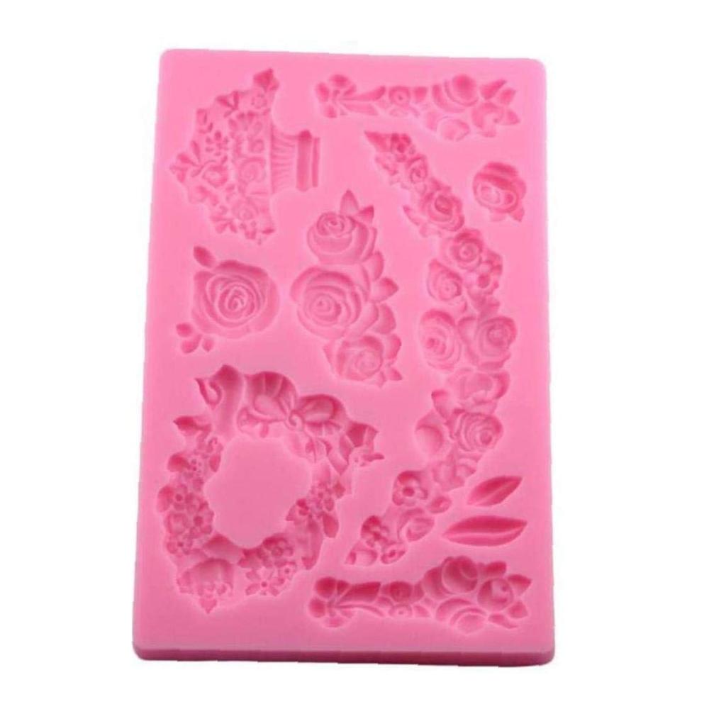 Erstellen Sie elegante Kuchenkreationen mit unserem Modellierwerkzeug-Set – DIY Rose Blumen-Kuchen Border-Silikonform für Barock Scroll Relief und mehr