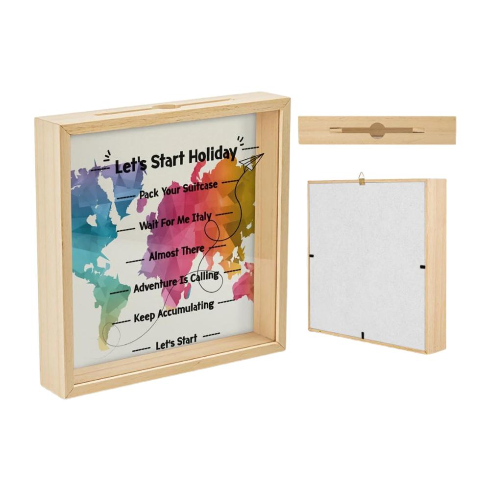 Entdecke die Welt des Sparens Personalisierte Sparbüchse mit Abenteuer-Motiv ideal für Reisekassen und Erinnerungen. 25x25cm
