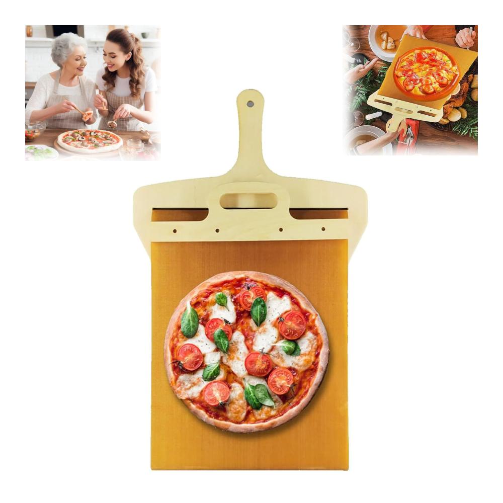 Pizzaschneider | Präzises Schneiden von Pizza mit Sliding Pizza Peel | Ergonomischer Griff | Antihaftbeschichtung | 30 * 60 cm | Perf