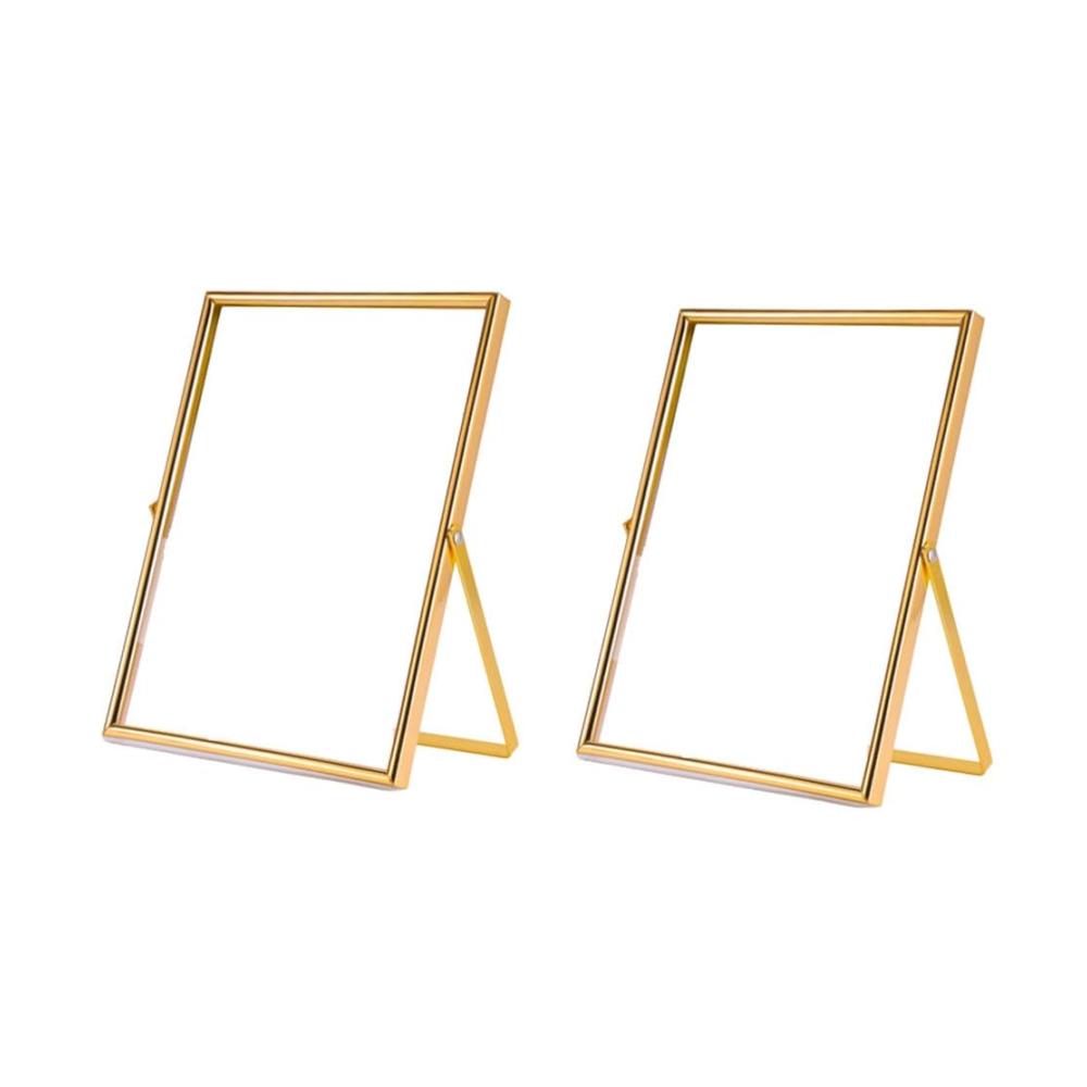 Goldene Wand- und Tischrahmen Schwebende Bilderrahmen im 2er-Set | Metall & Glas | Perfekt für vertikale Präsentation | Einfache Installation & Bedienung | Stilvolle Geschenkidee