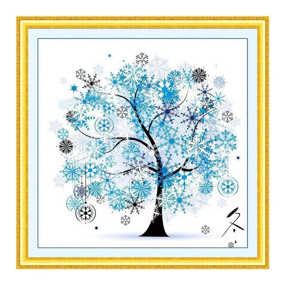 Entdecken Sie kreative Kunst Zählbare Sets Kreuzstich-Set Winterbaum - Exquisites Stickerei-Set mit 11 Karat Leinwand und 3 Fäden - 45 cm × 45 cm für meisterhafte Handwerkskunst