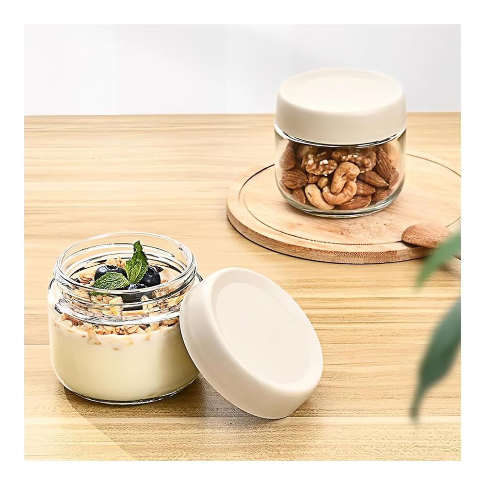 Einmachgläser - HENGBIRD 2er Set 300ml Overnight Oats Glasbehälter mit Luftdichtem Deckel | Vorratsdosen für Frühstück | Klein & Rund | Perfekt für Frische & Lagerung von Lebensmitteln