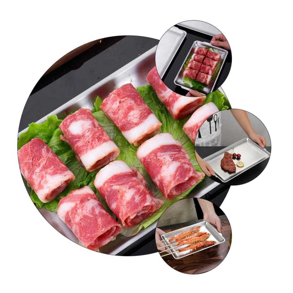 Edelstahl Grillpfannen Töpfe & Pfannen Set - Rechteckige Backform Sushi Tray Kuchenplatte - Küchenwaren aus rostfreiem Stahl für stilvolles Servieren und Dekorieren - Hochwertige Eisenplatte inklusive