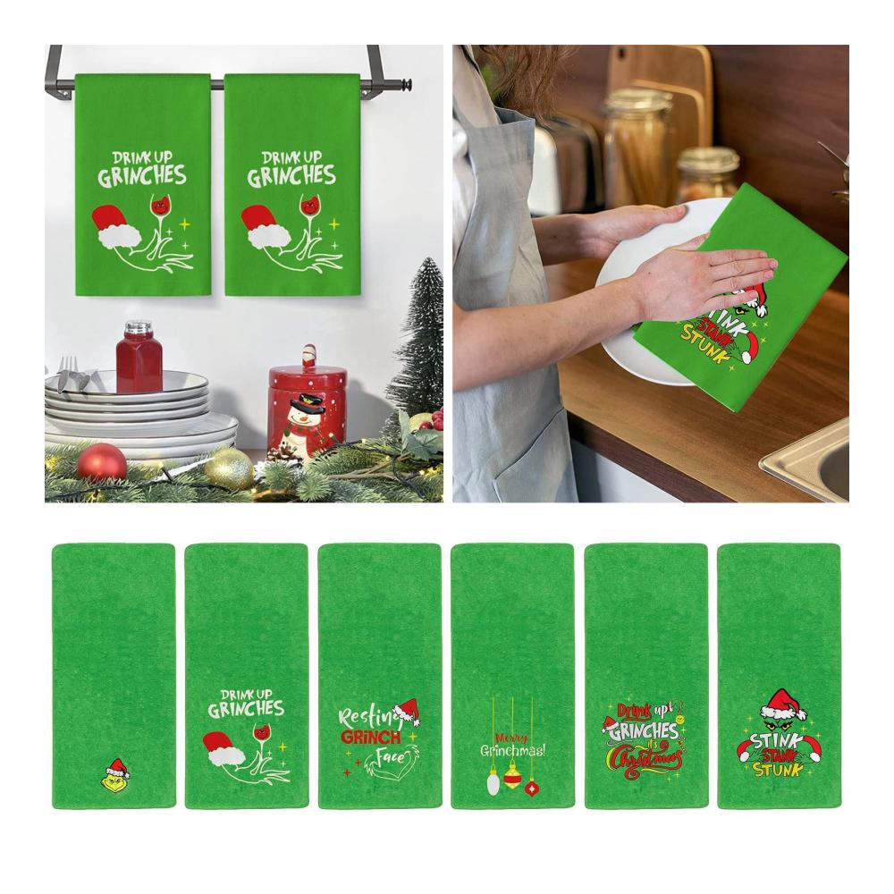 6er-Pack Weihnachts-Geschirrtücher 19.6x9.8 Premium Handtücher für Küche Kochen & Reinigung - Saugfähige wiederverwendbare Designs - Ideales Geschenk für Kochliebhaber & Festtagsdekoration