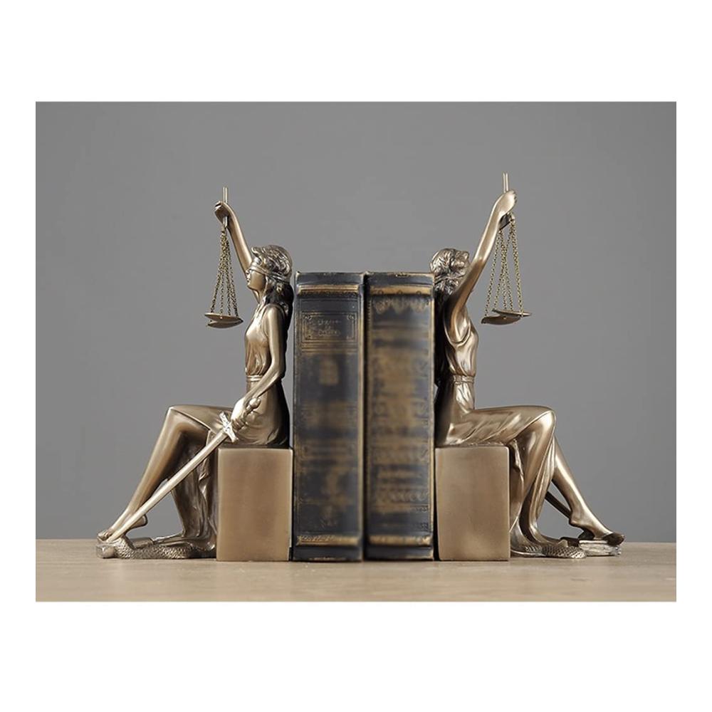 Elegante Bronze Retro-Göttin der Gerechtigkeit Buchstützen - Schweres Metall für stabile Unterstützung im Bücherregal Anti-Mobile Funktion - Perfekte Dekoration für Büro T