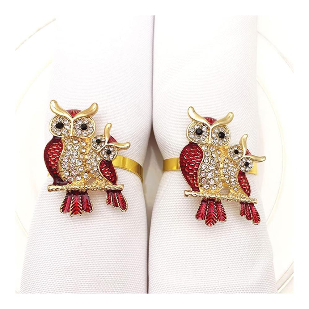 Elegante Eulen Serviettenringe Set - 6 Stück Serviettenhalter aus Legierung für stilvolle Tischdekoration bei Hochzeiten Banketten und
