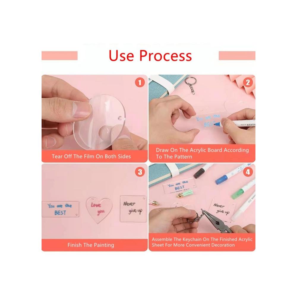200 Stück DIY Schlüsselanhänger Set Transparente Acryl Rohlinge für kreative Ringel-Schlüsselbunde – Perfekt für individuelle Geschenke und Bastelprojekte