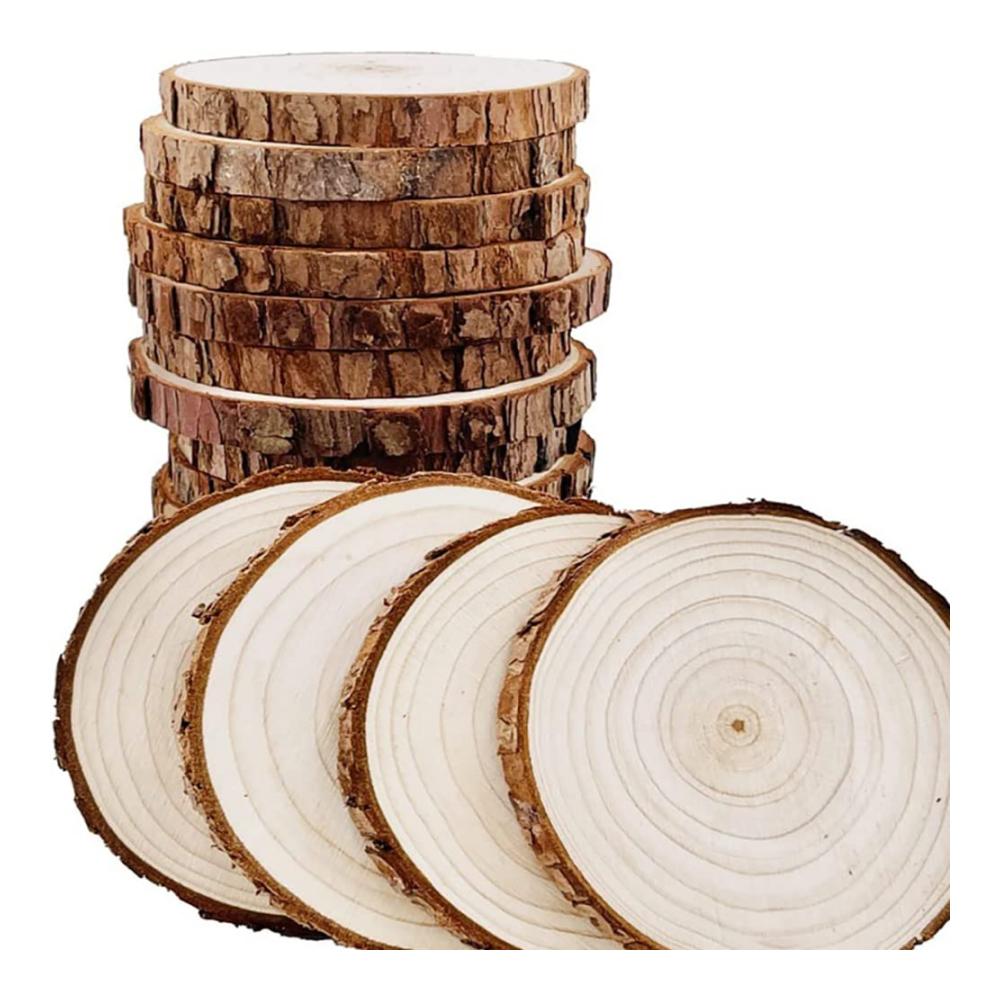 20 Stück Unbehandelte Holzscheiben – Naturholz Untersetzer Set zum Basteln DIY Kinderkunst Weihnachtsdeko & Hochzeitsdekorationen