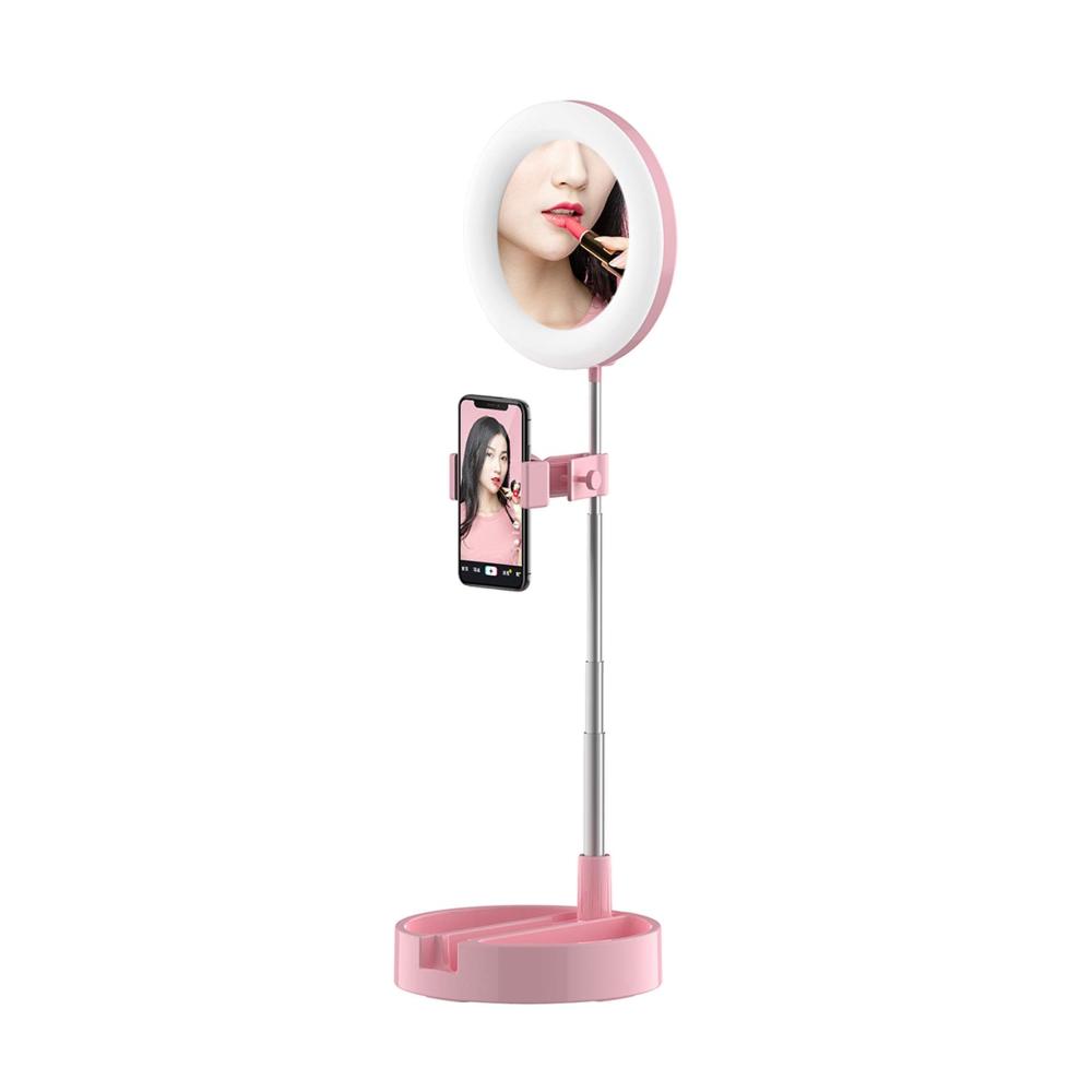 Entdecken Sie den ultimativen Schminkspiegel LED-Desktop-Kosmetikspiegel mit Selfie-Lichtring-Lampe! Einstellbar für perfektes Make-up und atemberaubende Live-Fotos im Fotografie-Studio