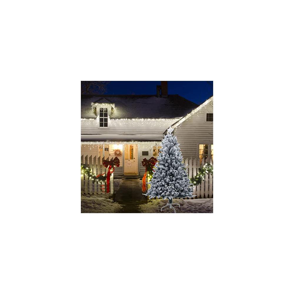 Authentischer künstlicher Weihnachtsbaum Schneebeflockt 21 m mit Metallständer für Zuhause Büro und Party - Vollständiger Baum für festliche Freude - Ein nützliches und glückliches Geschenk